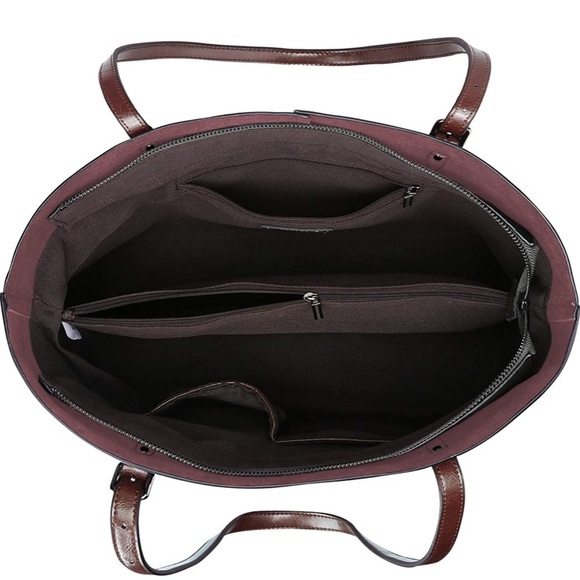 🆕 Dark Brown Genuine Leather Tote Shoulder Bag 🆕 - Picture 4 of 10